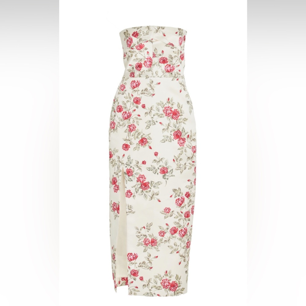 NWT Emilia Wickstead POLA DRESS RED ROSE ITALIAN DUCHESS SATIN, UK 12/US 8